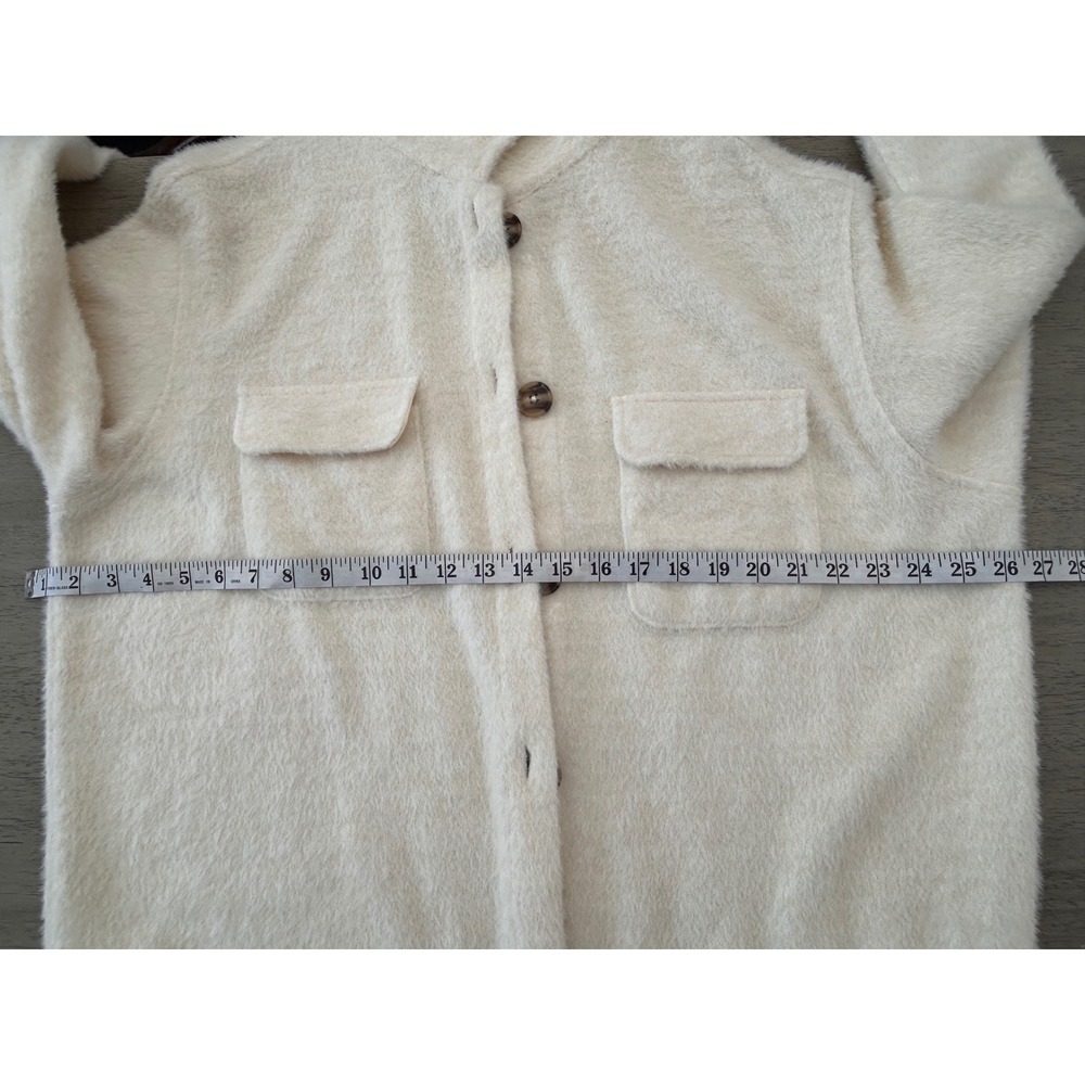 Member's Mark Plush Shacket XL Delicate Ivory Faux Fur Button Front F12787G8805A - Picture 7 of 11